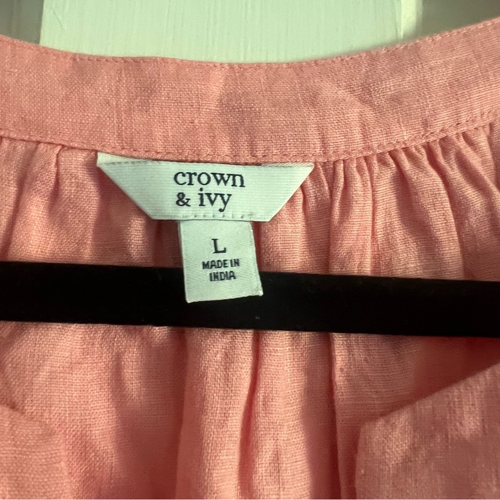 Pretty pink Crown and Ivy linen dress size Large. - Picture 5 of 10